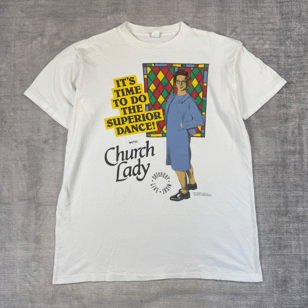 Saturday Night Live SNL Shirt Mens XL White Church Lady Vintage 1991 TV Funny